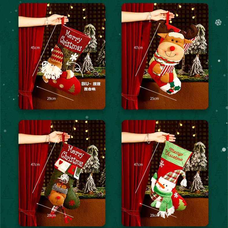 Christmas Plush Decorative Stockings, Exquisite Patchwork Craft, Fill Them with Fairy Tales and Surprise Gifts (Button Reindeer)