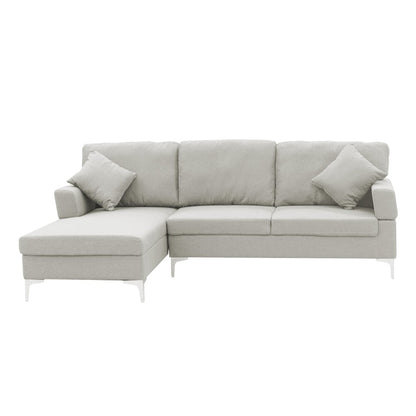 Eli Linen Corner Sofa Couch Lounge L-shape W/right Chaise Seat Light Grey