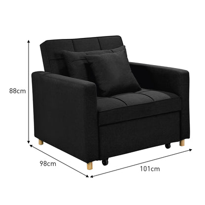 Arlo Suri 3-in-1 Convertible Lounge Chair Bed - Black