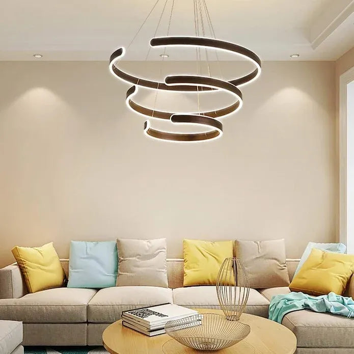 BAMDECOR AD2573 3 Round Rings C Shape Ceiling Light Chandeliers (Matte Black)