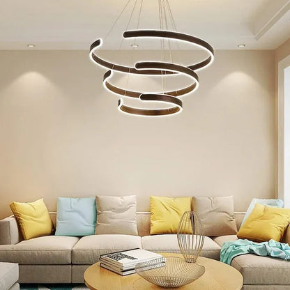 BAMDECOR AD2573 3 Round Rings C Shape Ceiling Light Chandeliers (Matte Black)