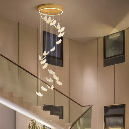 BAMDECOR LT05 13 Nordic Butterfly Luxury Chandeliers Pendant Lights for Villa Stair Home Decoration Modern Style Exquisite Chandelier (Gold)