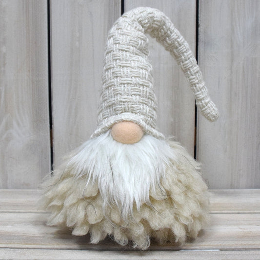 Beige Charming Handcrafted Christmas Gnome - Nordic Tomte Plush Figurine for Holiday Decor(11*11*36cm)