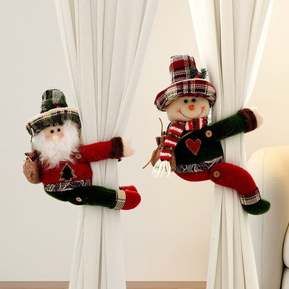 Christmas Reindeer Curtain Tiebacks Set of 2, Festive Plush Curtain Holders for Window Drapes, Holiday Home Decor