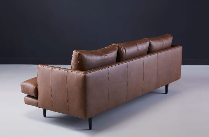 Duster 3 seater brown leather sofa