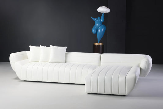 Ada Minimalist White Leather Sofa