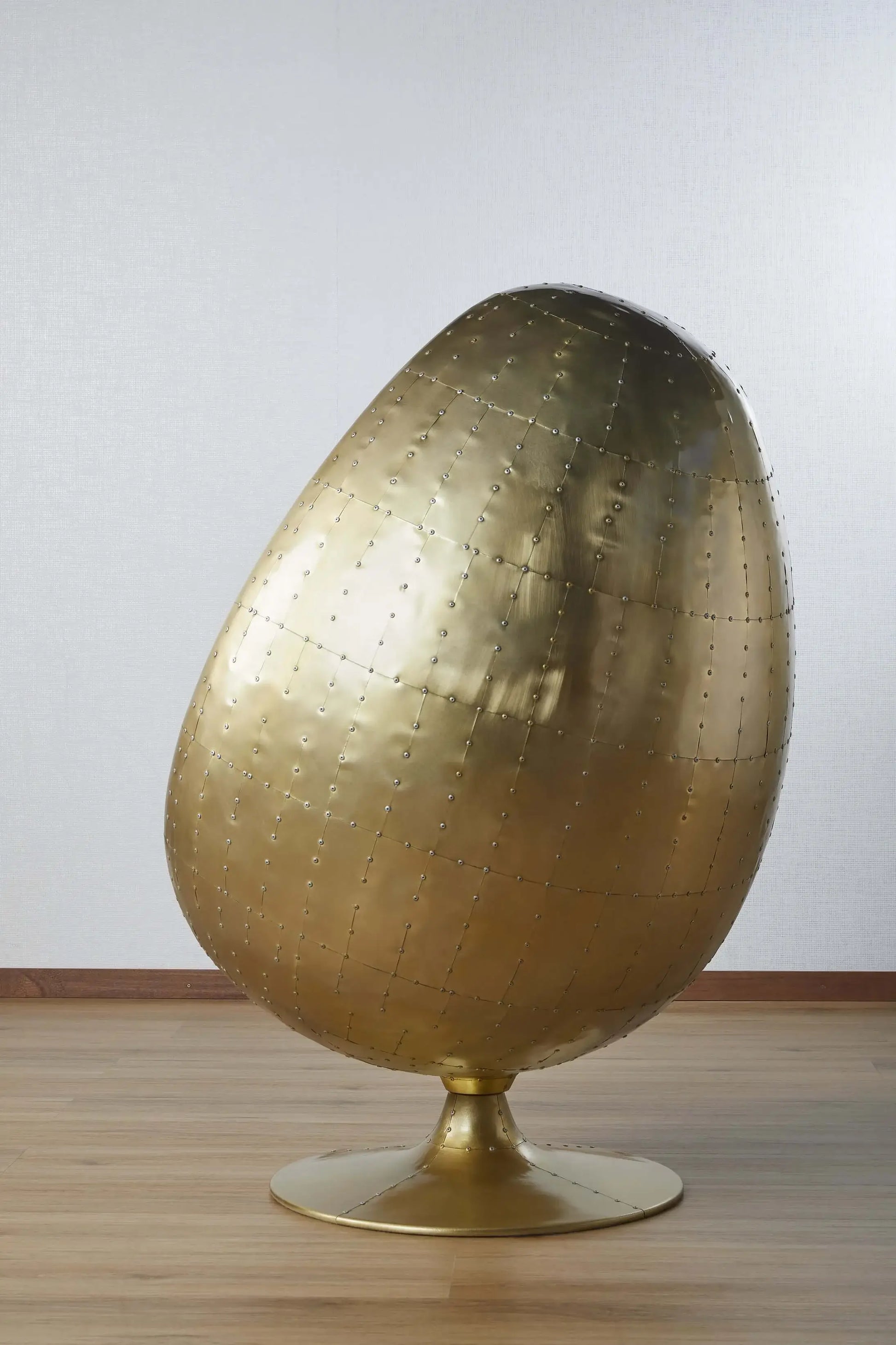 Aluminum Egg Chair Back View - With Metallic Gold Finish