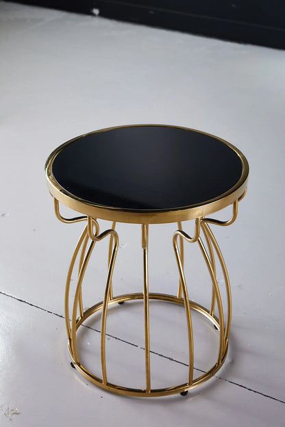 Black Glass  Top Side Table Design - Livingroom Accent