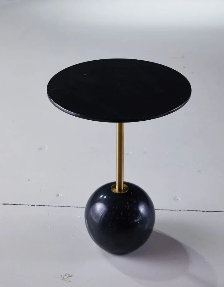 Black Marble Ball Base Side Table Design