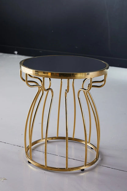 Black Tempered Glass Side Table - Side View
