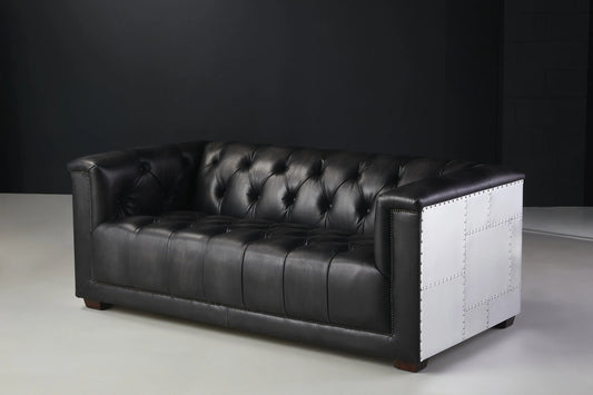 Black Vintage Style Sofa 2 seater Elegant Design