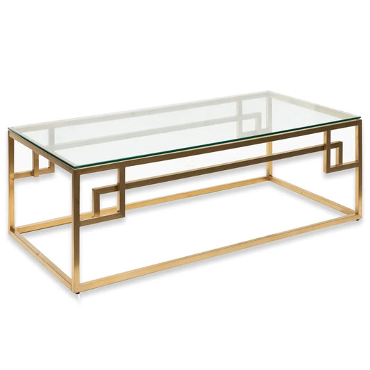 Ex Display Clear Glass Table with Gold Base