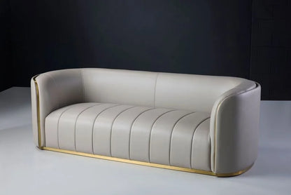 Gia 2-seater Taupe Leather Sofa Front View