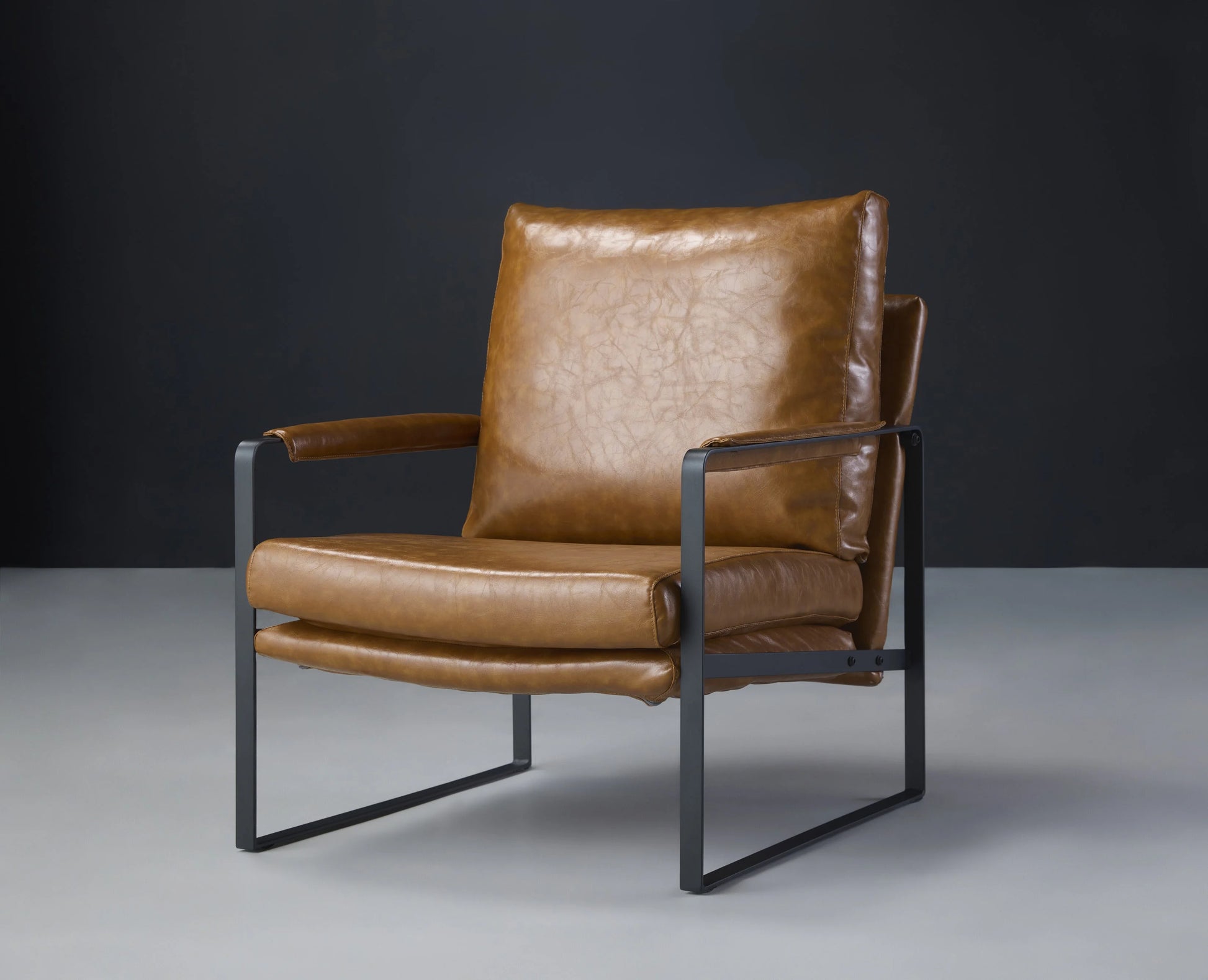 Hazel Brown Leather Chair Front View