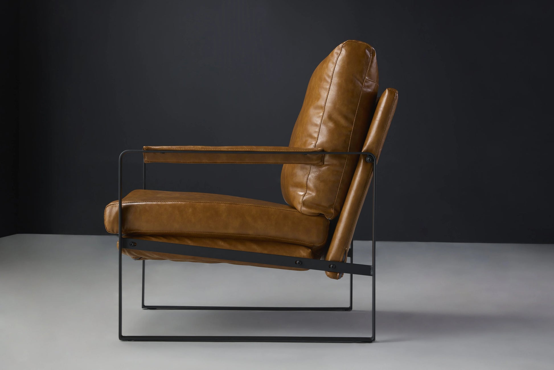 Hazel Brown Leather Chair Side View