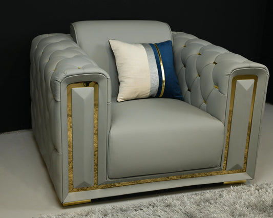 Judy 1-seater Genuine Leather With Gold Frame Display