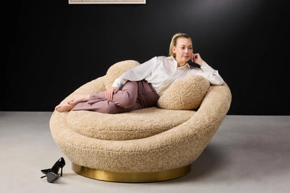 Lotus Teddy Fabric Plush Chair Female Model Seated