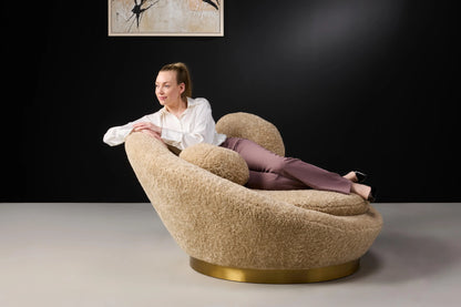 Lotus Teddy Fabric Plush Chair With Female Model