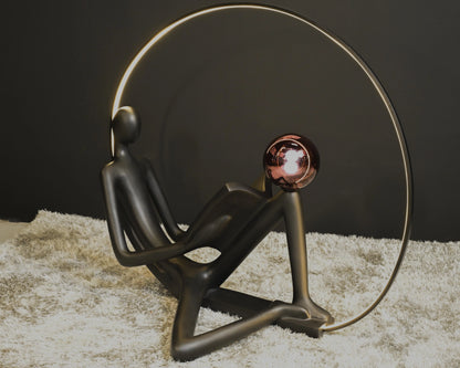 Love Floor Lamp With Black Figure Reading & Warm Light