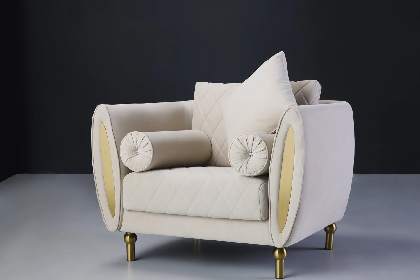 Luxurious Azalea Taupe Fabric Sofa - White