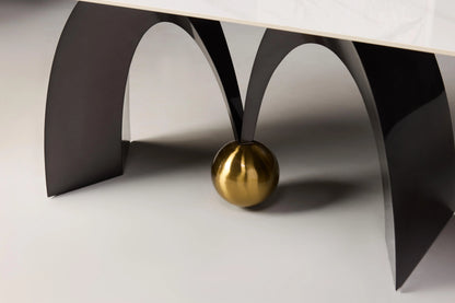 Luz 6-seater Dining Table - Close-up of Golden Ball Footer