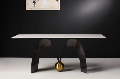 Luz 6 Seater White Dining Table - Side View