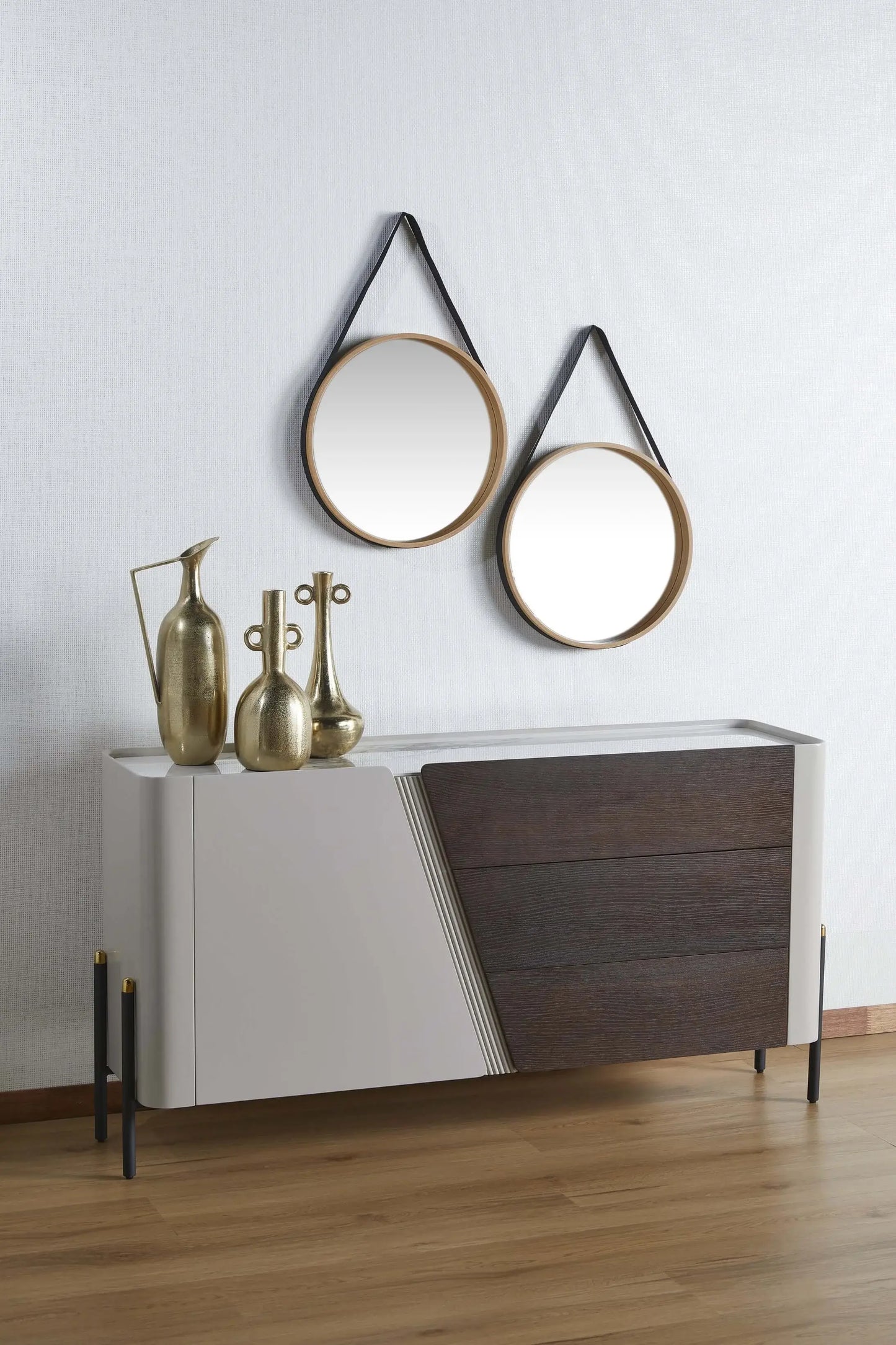 Maple Dining Side Table with decorative items on top
