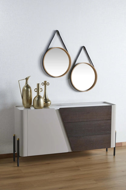 Maple Dining Side Table with decorative items on top
