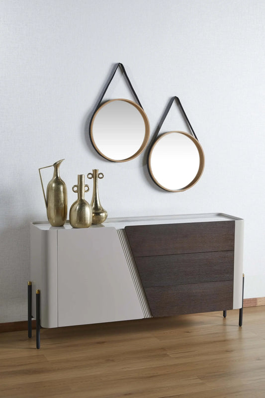 Maple Dining Side Table with decorative items on top