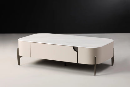 Maya Beige Tv Unit With Marble Top Display