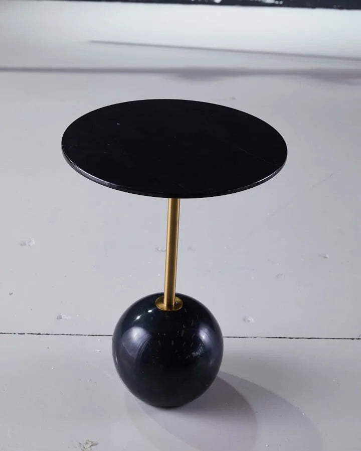 Modern Design Black Side Table With Marble Top