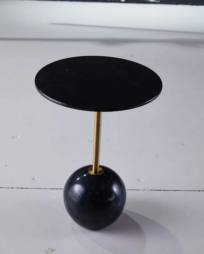 Modern Design Black Side Table With Marble Top
