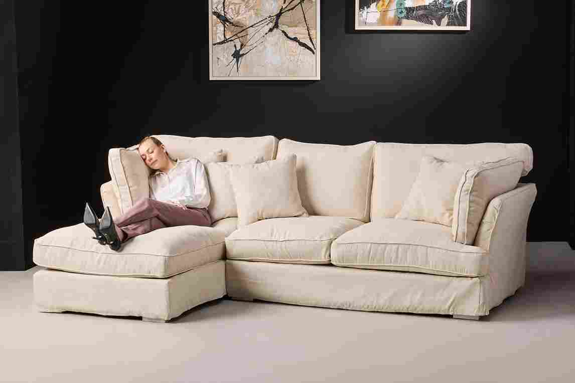 Romy 3 seater beige fabric sofa