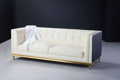 Rowan 3 Seater Leather White Sofa Display