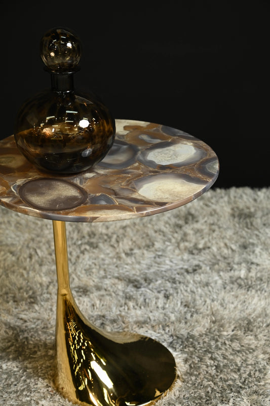 Ruby Side Table Golden Footer Finish