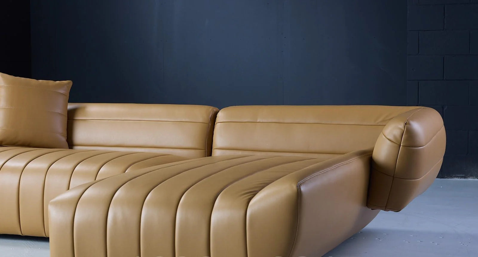 Side View of Ada Brown Leather Sofa