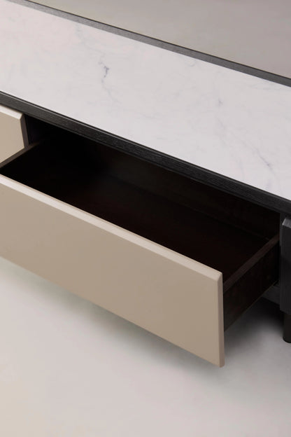 Tiana Beige Tv Unit With Hidden Drawer