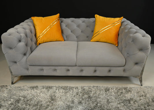 Velvet Mars 2 Seater Grey and Pillows